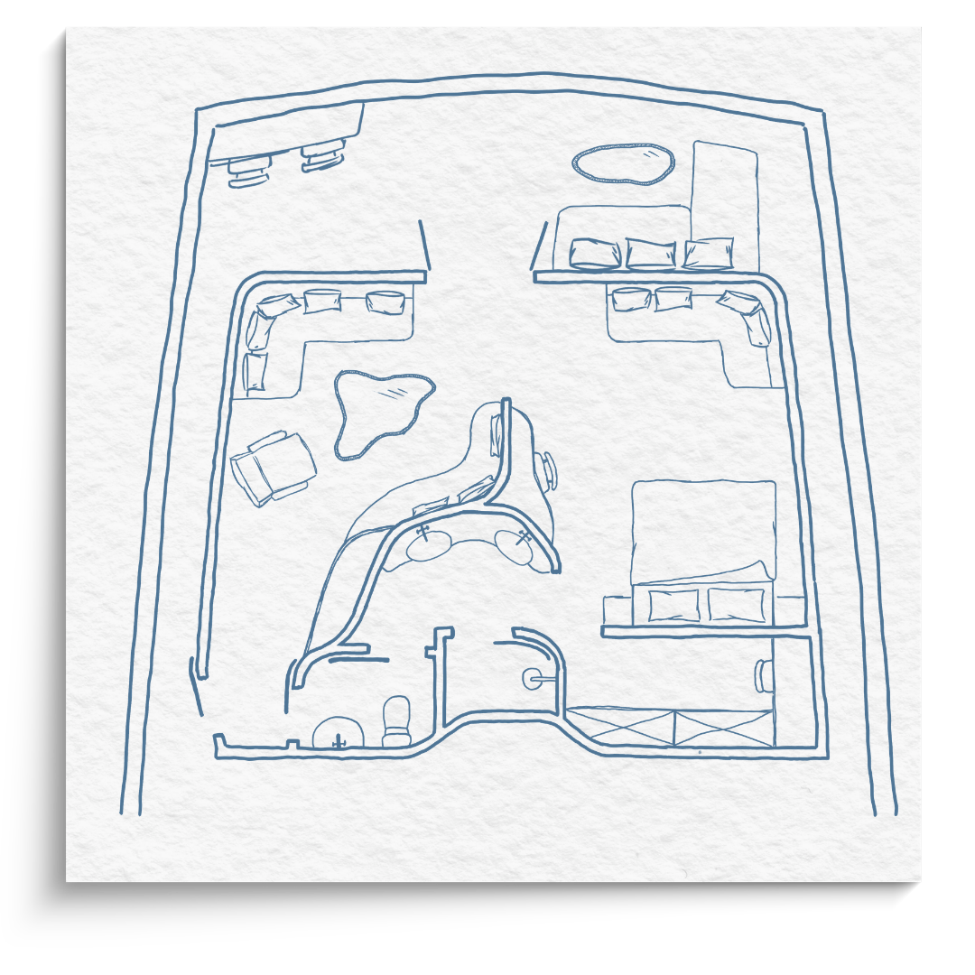 Floor plan of the Master Cabin aboard Waow 2.